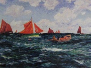 HENRI MORET、PECHEURS AU LARGE、海外版超希少レゾネ、新品額装付、送料込み、y321