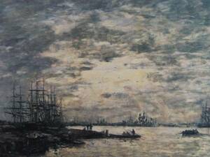 Art hand Auction Eugene Boudin, BORDEAUX, BATEAU SUR LA GARONNE, Overseas edition, extremely rare, raisonné, Brand new with high-quality frame, free shipping, y321, Painting, Oil painting, Nature, Landscape painting