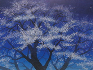 Art hand Auction Miyamoto Fuuki, [Kirschblüten im Morgengrauen], Aus einer seltenen Sammlung von Rahmenkunst, Neuer Rahmen inklusive, In guter Kondition, Porto inklusive, sca, Malerei, Ölgemälde, Natur, Landschaftsmalerei