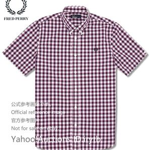 【未開封新品タグ付】L フレッドペリー 半袖 可愛い ギンガム ボタンダウン 胸P無 FRED PERRY ギンガムチェック 赤系