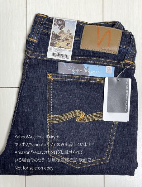 新品タグ付 イタリア製 32 ヌーディージーンズ スキニー リッジドリンス Nudie Jeans TIGHT LONG JOHN