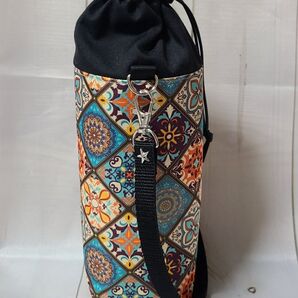 ハンドメイド ペットボトルカバー650ml 水筒入れアルミシートつき エスニック柄 サーモス マグボトル入れ 保冷 ボトルケース