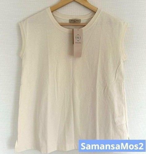 Samansa mos2 新品未使用 サマンサモスモス OE天竺ノースリーブカットソー カラー キナリ