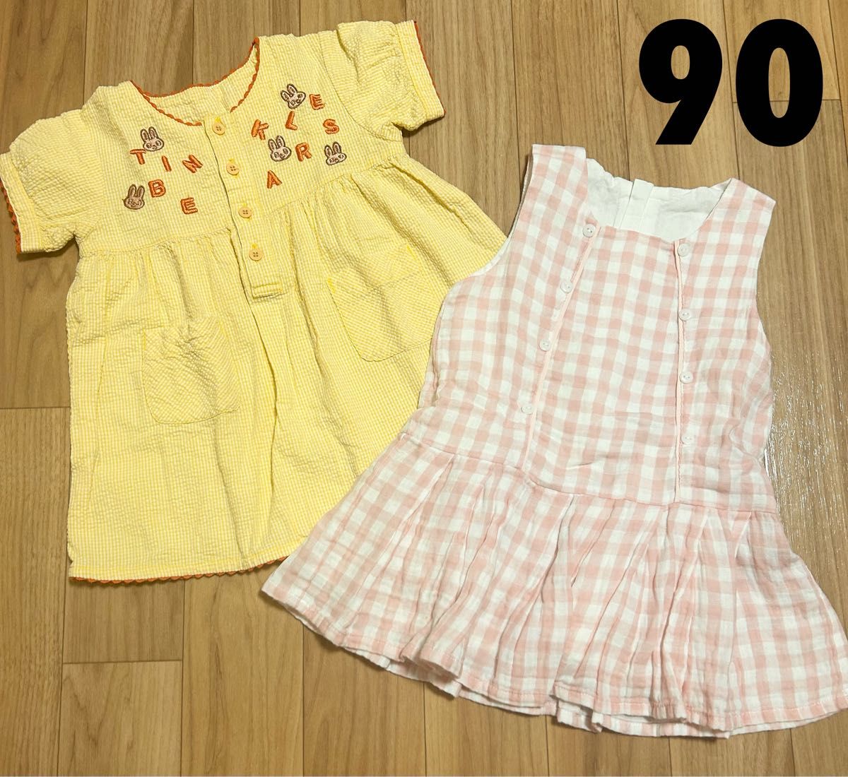 美品　ベビー　女の子服まとめ売り　90　ワンピース　チェック柄　夏服　お出かけ