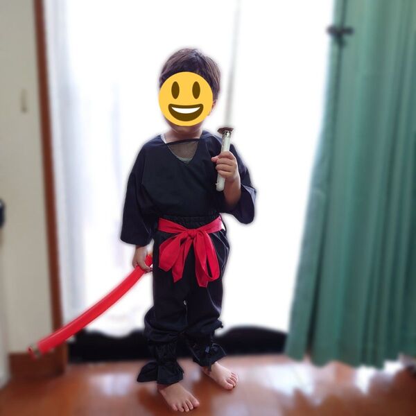 忍者 ニンジャ くノ一 コスプレ コスチューム キッズ ハロウィン 黒 男の子 なりきり