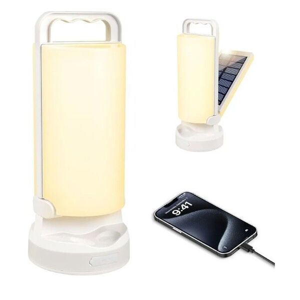 LED キャンプランタン USB充電 太陽光給電 3色切替白色 昼白色 暖色 ソーラーランタン