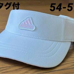 ☆新品タグ付☆ アディダス サンバイザー レディース ホワイト 54-57cm ゴルフ テニス ランニング ウォーキング