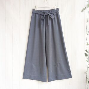 ライトブルー ワイドパンツ リボン付き