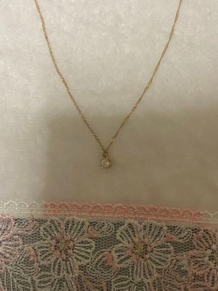 アガット agete ダイヤモンドネックレス 一粒ダイヤ K18 0.1ct