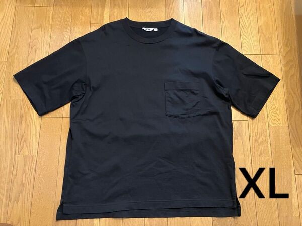 ユニクロ オーバーサイズクルーネックT 黒 XL ルメール Tシャツ ポケット付き 半袖 ポケットTシャツ ビッグシルエット