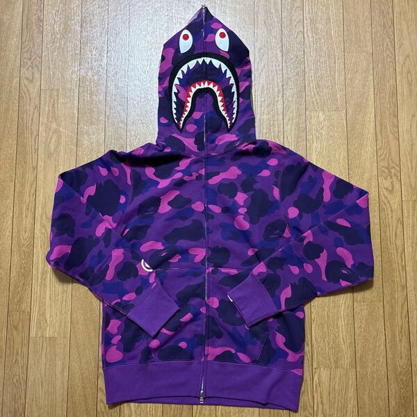 BAPE Camo purple hoodie shark シャーク パーカー エイプ ベイプ 迷彩 カモ