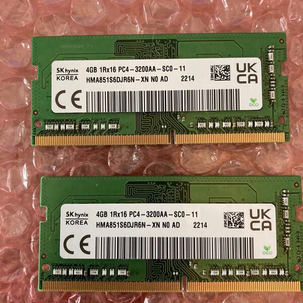DDR4 SK HYNIX PC4-25600 DDR4-3200 4GB 2枚