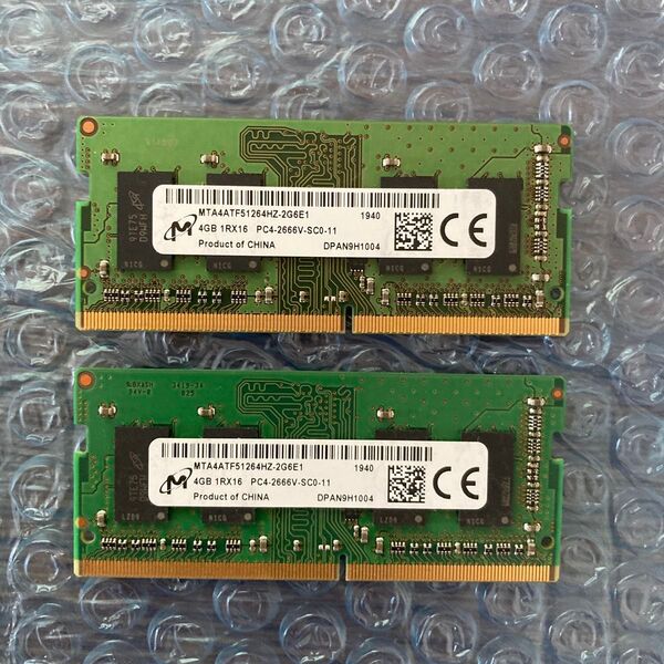 ノートPC メモリ DDR4 Micron PC4-2666V DDR−2666 4GBx2=8G