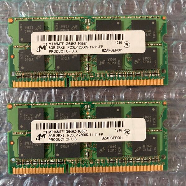 DDR3 PC3L-12800S Micron 8GB(2Rx8) x2=16GB ノートPC用