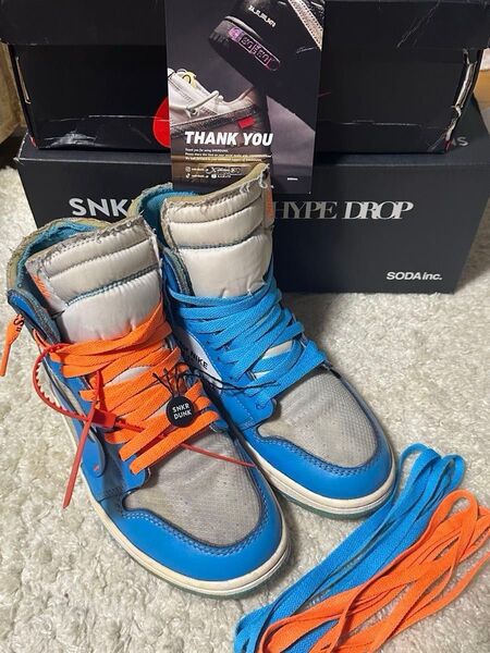 売り切りたいのでNIKE AIR JORDAN1 X off-white NRG /White /DK POWDER BLUE