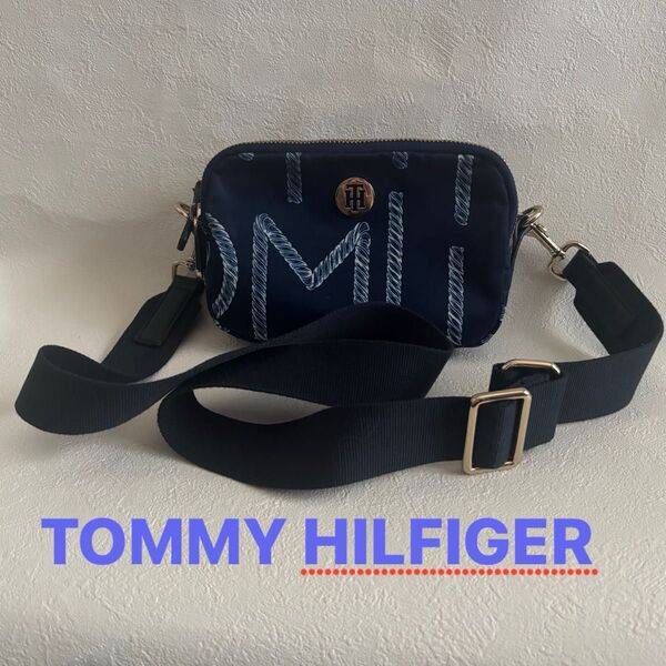 TOMMY HILFIGER トミーヒルフィガー カメラバッグ ミニショルダーバッグ 斜め掛け 太ベルト ネイビー