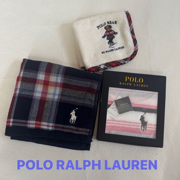 POLO RALPH LAUREN ポロ ラルフローレン タオルハンカチ ウォッシュタオル ポロベア刺繍 ポロマーク刺繍 チェック