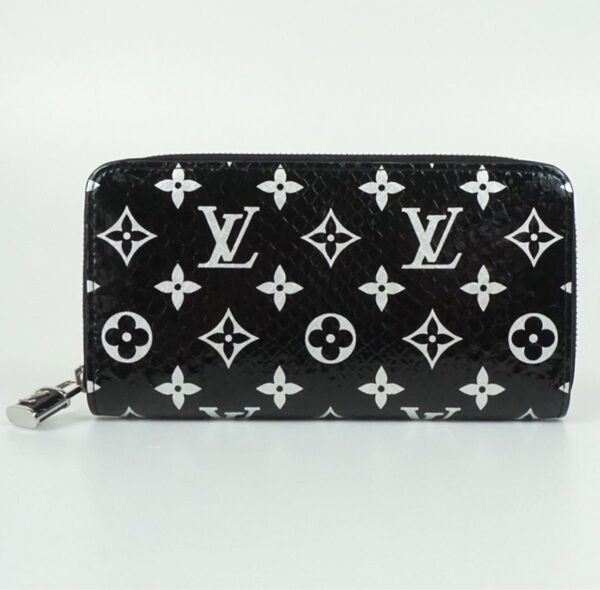 美品・ルイヴィトン・LOUIS VUITTON・ジッピーウォレット・長財布・パイソン・ブラック・確実正規品・箱袋付き