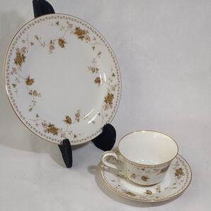 ノリタケ コンテンポラリー ケーキ皿+カップ&ソーサー 花柄 美品