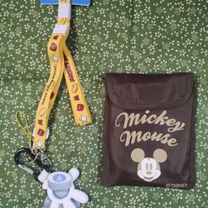 ディズニー ミッキー ネックストラップボトルフック付・エコバッグ
