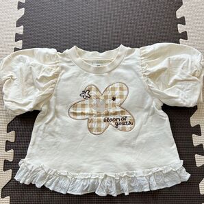 H&M フラワー パフスリーブ フリル トップス