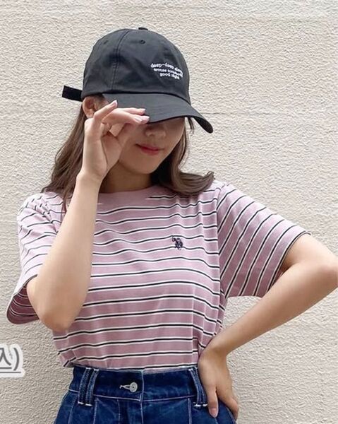 新品 アベイル ピンク ボーダー ポロ polo Tシャツ L ブルーエロゼ