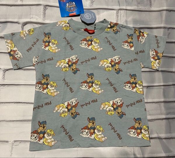 パウパトロール 半袖 Tシャツ ティシャツ 110cm 夏服 トップス チェイス マーシャル 半袖Tシャツ 総柄 男の子 女の子