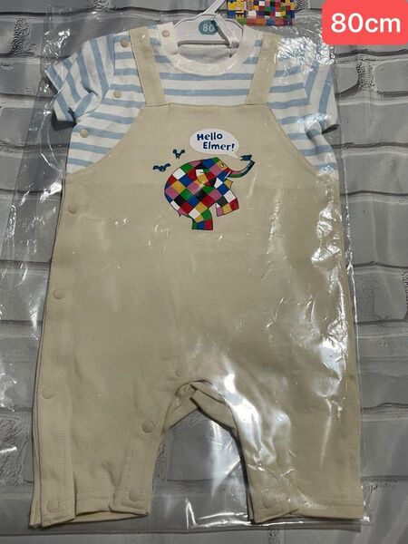 新品 ぞうのエルマー ロンパース ベビー服 夏服 半袖ロンパース ロンパ 女の子 男の子 サロペット80cm エルマー 綿100%