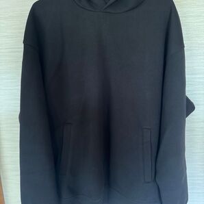 スウェットオーバーサイズプルパーカ UNIQLO C ブラック L 長袖 スウェット パーカー