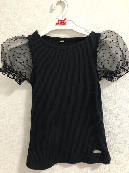 120cm 黒 シースルー パフスリーブ 半袖シャツ