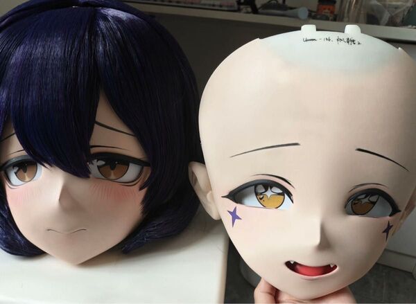 2個顔交換 全頭面 柊うてな 着ぐるみ マスク コスプレ鍵つきkigurumi