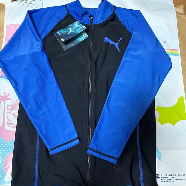 新品 プーマ ラッシュガード 160cm 水着 水泳 PUMA ブルー ブラック