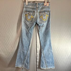 希少 TRUE RELIGION トゥルーレリジョン レインボー ジョーイ 極太ステッチ フレアデニム