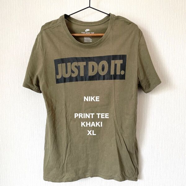 【NIKE】ナイキ プリントTシャツ カーキ XL 半袖 夏服 メンズ クルーネック スポーツ カジュアル 匿名配送