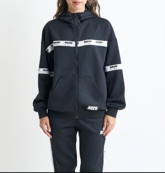 ROXY 速乾 UVカット機能付き ジップアップパーカー M 黒 ブラック