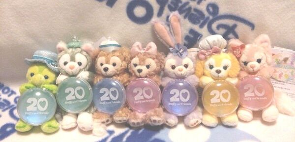 ぬいぐるみチャーム7点セット カラフルハピネス ダッフィー&フレンズ20周年 ディズニーシー