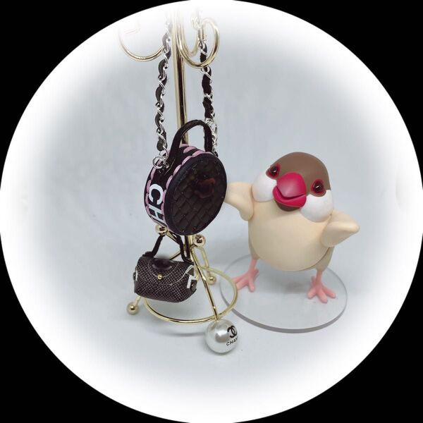 【黒ピンク・黒small】2点セット ミニチュアバッグ ドールバッグ おもちゃ フィギュア用 バッグチャームに