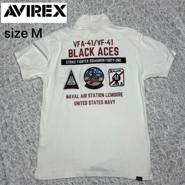 限定品【AVIREX アビレックス】半袖 ポロシャツ ワッペン