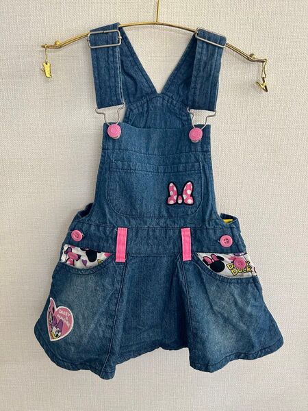 新品タグ付き BABY DOLL×ミニーちゃん デニム ジャンパースカート 90cm 女の子 ベビードール