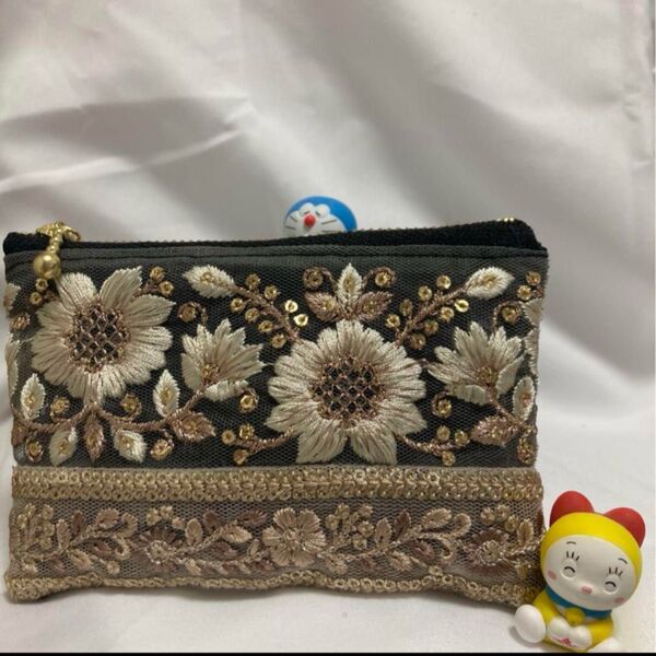 インド刺繍リボン ポーチ ハンドメイド 60
