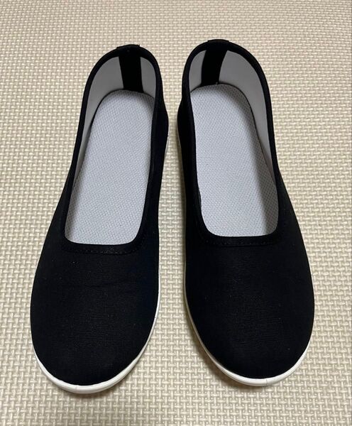 MUJI 無印良品 婦人 軽量 かかとが踏めるスニーカー 23.5cm 黒 ブラック フラットパンプス スリッポン