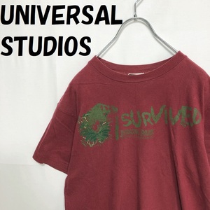 【人気】UNIVERSAL STUDIOS/ユニバーサル・スタジオ ジュラシックパーク プリント Tシャツ ワインレッド サイズM/S476