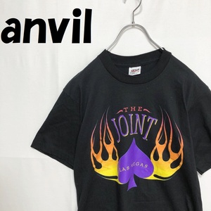 【人気】anvil/アンビル USA製 ラスベガス ビックプリント Tシャツ Hard Rock HOTEL ブラック サイズS 大き目サイズ/S481