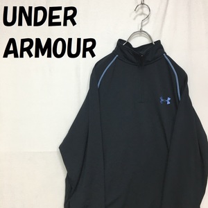 【人気】UNDER ARMOUR/アンダーアーマー ワンポイントロゴ ハーフジップ トップス ブラック サイズLG/S569