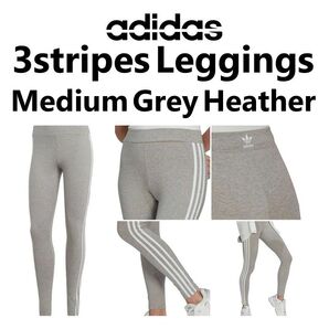 〈難あり〉adidas スリーストライプ タイツ レギンス グレー