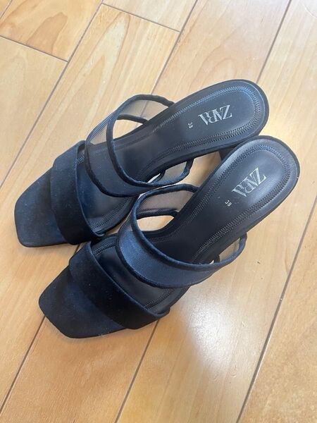 ZARA ザラ サンダル ブラック 38