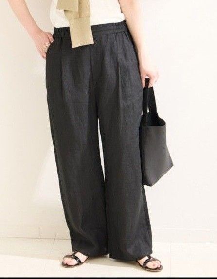 「B.C STOCK」 フレンチリネンパンツ ブラック ベイクルーズ