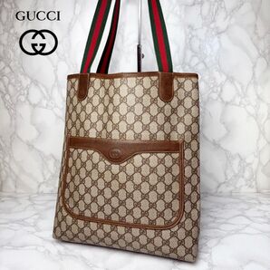 01 美品 GUCCI グッチ オールドグッチ ヴィンテージ トートバッグ シェリーライン PVC