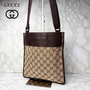 011 美品 GUCCI グッチ ショルダーバッグ 斜め掛け GGキャンバス