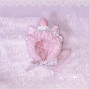 ぬい服 被り物 10~12㎝ いちごホイップ しっぽ付き